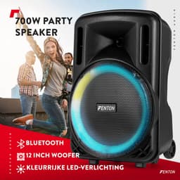 Speaker Bluetooth - Fenton FT12LED MK2 karaoke box met LED’s, accu en microfoon - Voor huisfeestjes — thumbnail 2