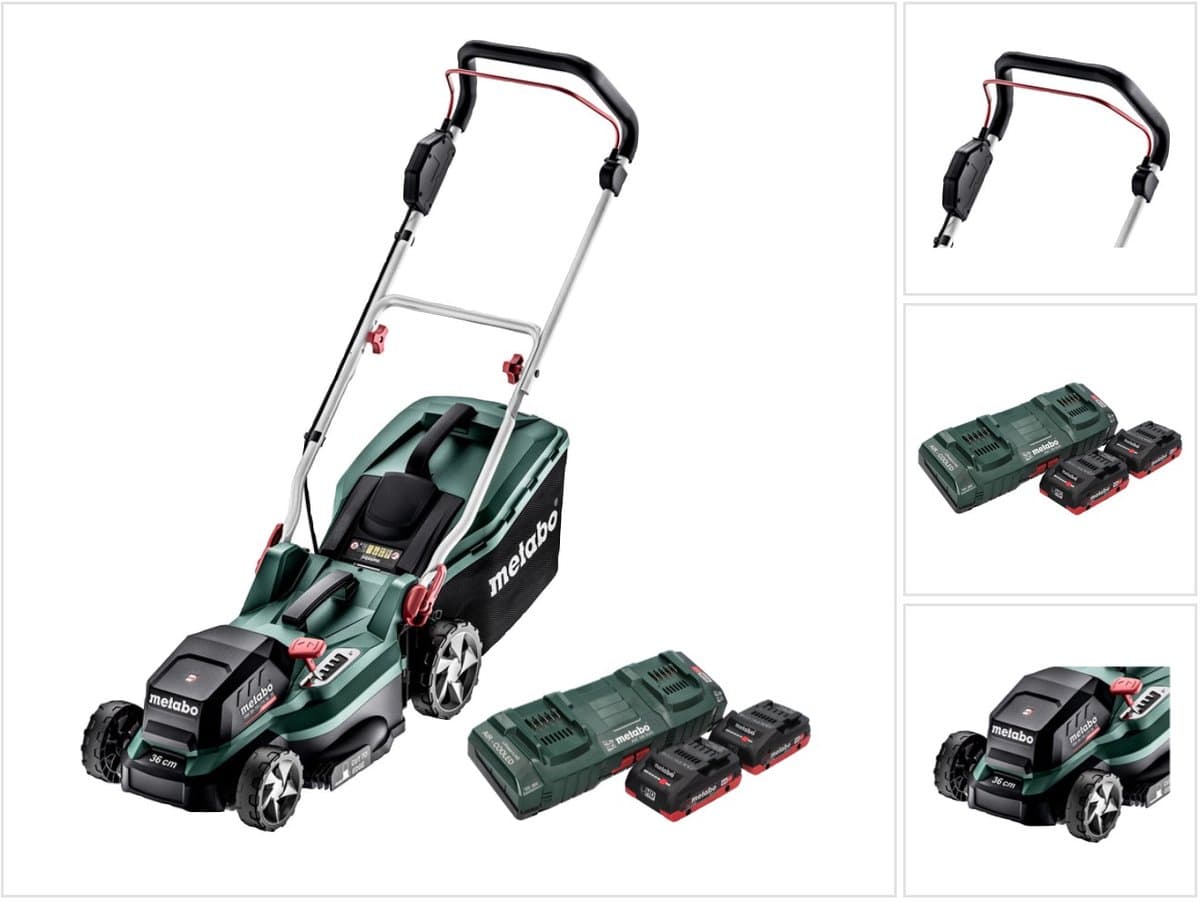 Metabo RM 36-18 LTX BL 36 Accu grasmaaier 36 V ( 2x 18 V ) LTX Brushless + 2x accu 4.0 Ah + dubbele lader — afbeelding 1