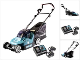 Makita DLM 382 RG2 accu grasmaaier 36 V ( 2x 18 V ) 38 cm 40 l + 2x accu 6.0 Ah + lader — thumbnail 1