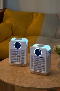 LotaHome - Mini Airco - Luchtkoeler - Ventilator - Mobiele Airco - Airconditioning - Aircooler - Tafelventilator - Met Afstandsbediening, Timer en Display - Fluisterstil - Lekvrij - Met Verlichting - 3 Snelheden - Koelen, Blazen en Bevochtigen - Wit — thumbnail 4