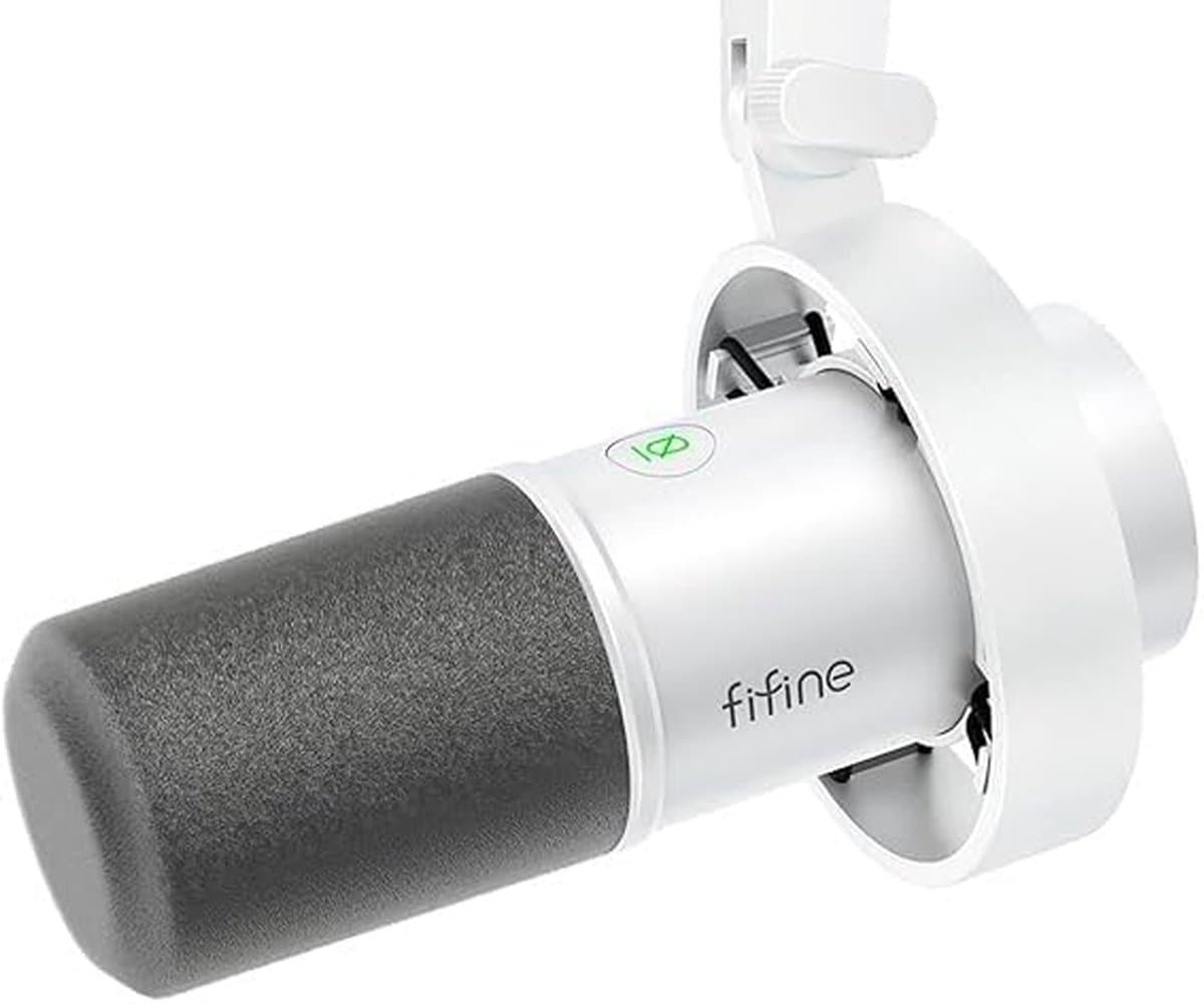 FIFINE - K688W - USB / XLR - Dynamische Microfoon - Streaming - Podcasting - Gaming - Geschikt voor PS4 / PS5 / PC - Wit — afbeelding 1