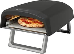 KitchenBrothers Pizza Oven - Gas - Tafelmodel - PFAS-vrij - Inklapbaar - Pizzasteen - Dubbele Brander - Pizza maker - Pizzaoven voor Buiten - Zwart/Grijs — thumbnail 1