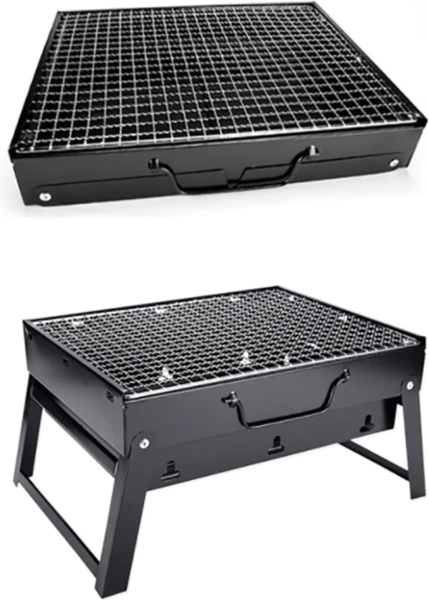 Soroh® - Oustuff Opvouwbare BBQ - Picknick Barbecue - Houtskool Grill - Outdoor Kamperen - Opvouwbaar - 35 x 27 x 20cm - Draagbaar - Zwart — afbeelding 1