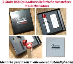 2-Stuks USB Oplaadbare Elektrische Aansteker in Geschenkdoos — thumbnail 2
