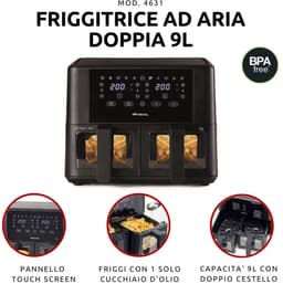 Ariete 4631 Dubbele Airfryer 9L 2400W Zwart — thumbnail 4