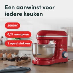 KitchenBrothers 2000W Keukenmachine - Keukenrobot - 6,2L - Mixer met Mengkom - Keukenmixer - BPA-vrij - Rood — thumbnail 3
