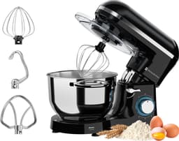 KitchenBrothers 2000W Keukenmachine - Keukenrobot - 6,2L - Mixer met Mengkom - Keukenmixer - Zwart — thumbnail 1
