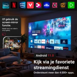 Mini Beamer - Mini Projector - 1920x1080P Full HD - 4K Ondersteuning - 430 Ansi - 12000 Lumen - Streamen Vanaf Je Telefoon / Tablet / PC / Laptop met WiFi & Bluetooth - Met Apps,YouTube / Netflix/ Prime — thumbnail 5