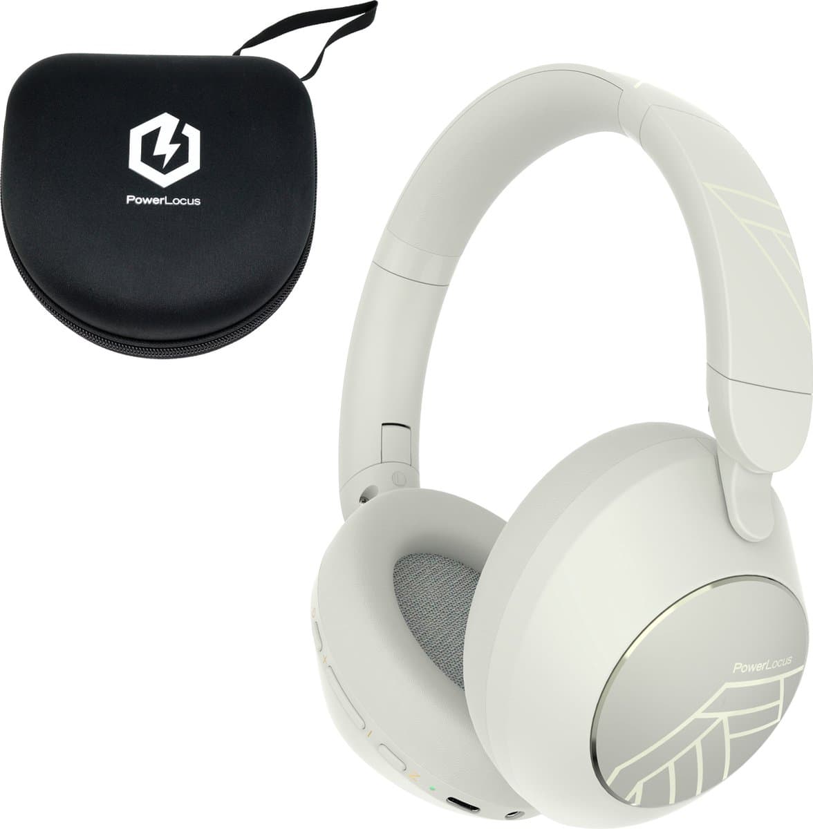 PowerLocus Orion - Koptelefoon Draadloos – Koptelefoon Bluetooth - met ENC Microfoon – 70 Uur batterijduur - Memory Foam Oorkussens - Wireless & met Aux kabel Mode – incl. Premium Case - Sand — afbeelding 1