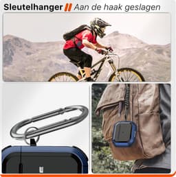 Schokbestendig Hoesje - Geschikt voor Apple AirPods 4 - Hardcase Met Sleutelhanger - Zwart & Donker Blauw — thumbnail 4