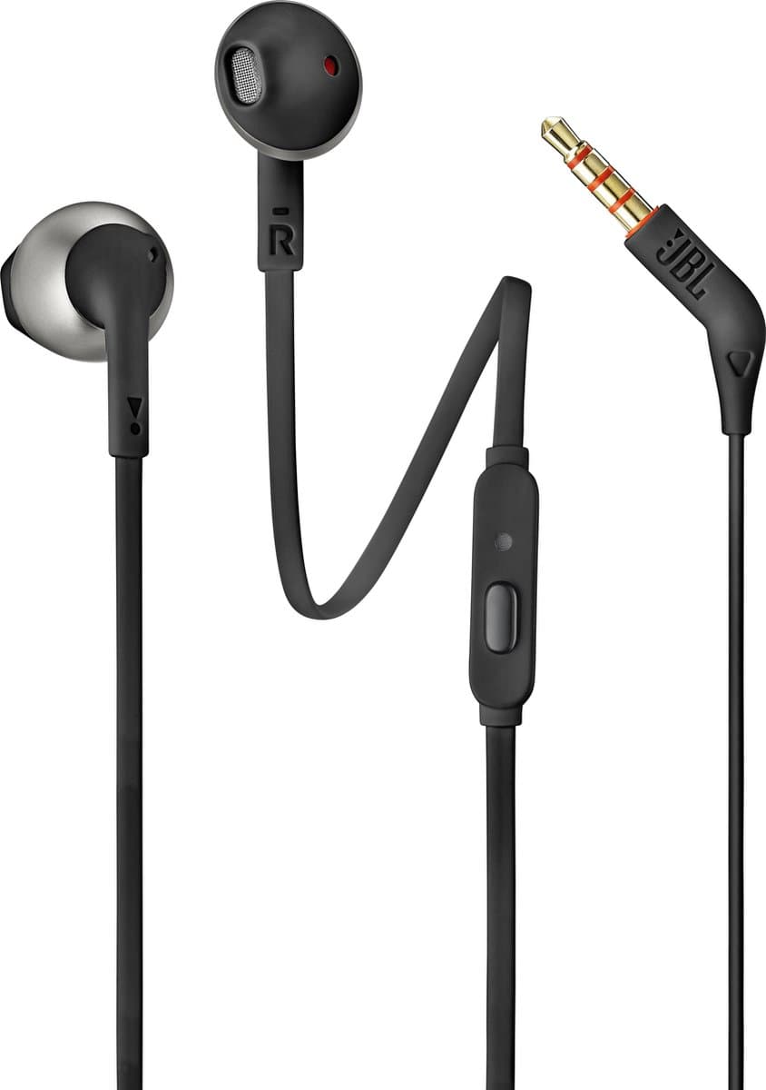 JBL Tune 205 - Earbud Oordopjes Bedraad - Oortjes met Microfoon - 3.5 mm Koptelefoon Aansluiting - Half-open In-ear - Pure Bass Sound - Zwart — afbeelding 1