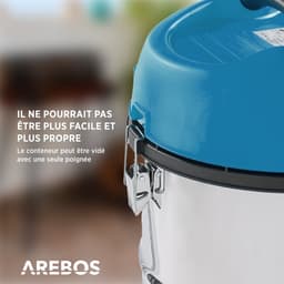 AREBOS Industriële stofzuiger | geel | inhoud 30 liter | 1300 W | met extra stopcontact | uitblaasfunctie | ideale natte droge stofzuiger | ook voor aszuigen — thumbnail 2