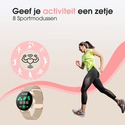 SAMMIT Smartwatch Dames - Rosé Goud - Stappenteller - IOS en Android - Full HD Touchscreen - 42MM — thumbnail 3