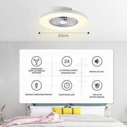 Plafondventilator Met Verlichting - Smart Lamp Met Afstandsbediening – Plafonniere Keuken Lamp Met 6 Ventilatiesnelheden - Woonkamerlamp – Plafond Ventilator Lamp Met Timer - 6000 lm - Wit — thumbnail 3