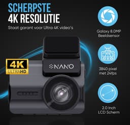 Nanocam M68 4K 2CH Wifi Gps 32gb dashcam voor auto - 4K + Full HD resolutie - Parkeerbeveiliging - 32gb MicroSD - 2,0 inch Lcd - 170 + 170 graden kijkhoek - Nachtzicht — thumbnail 4