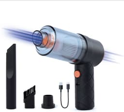 Auto stofzuiger draadloos - Kruimeldief - Handstofzuiger - Mini draadloze stofzuiger - Cadeau voor mannen - Air Duster - Droog & Nat - Autostofzuiger - USB C - Zwart — thumbnail 1