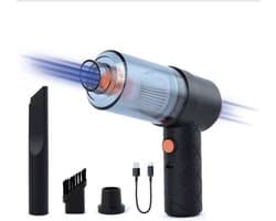 Auto stofzuiger draadloos - Kruimeldief - Handstofzuiger - Mini draadloze stofzuiger - Cadeau voor mannen - Air Duster - Droog & Nat - Autostofzuiger - USB C - Zwart