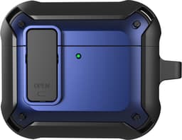Telestore - Hoesje geschikte voor AirPods 4 - TPU hybride hoesje Beschermhoes - Shockproof AirPods 4 Cover - AirPods 4 Hoesje - Geschikt voor Apple Airpods 4 - blauw - hard en TPU cover met sleutelhanger — thumbnail 1