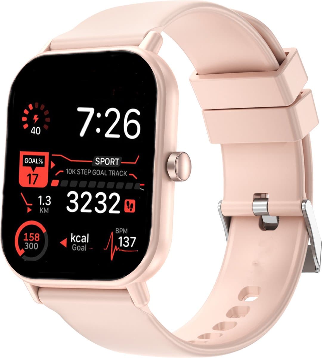 Fitgreat Grand 7 - Smartwatch- Smartwatch Dames - Heren& Kinderen- 2025 Model - Roze — afbeelding 1
