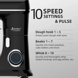 Verkoop Nederland® - 3in1 - 1300W - Keukenmachine - Deegstandaard Mixer - RVS kom - Kantelbare Kop - 10 snelheden + Pulse Functie - 4.5 liter roestvrijstalen - Motor van koper kwaliteit - spatdeksel met navulopening — thumbnail 5