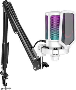 FIFINE - A6T - Wit - USB Studio microfoon - PC-Gaming Met Flexibele Arm ( 66cm! ) - Geschikt voor PC/PS4/PS5 - RGB - Podcast - Gaming - Streaming - Zwart — thumbnail 3