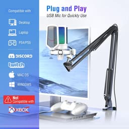 FIFINE - A6T - Wit - USB Studio microfoon - PC-Gaming Met Flexibele Arm ( 66cm! ) - Geschikt voor PC/PS4/PS5 - RGB - Podcast - Gaming - Streaming - Zwart — thumbnail 2