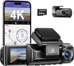 AZDome M550 Pro 2CH 2025 versie - 4K Wifi GPS dashcam voor auto - 4K + FullHD resolutie - Parkeerbeveiliging - 64gb MicroSD - 3,0 inch LCD scherm - 170 + 140 graden kijkhoek - Nachtzicht — thumbnail 1