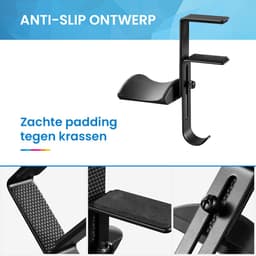 YONO Headset Houder Bureau - Koptelefoon Haak - Hoofdtelefoon Hanger - Aluminium - Zwart — thumbnail 3