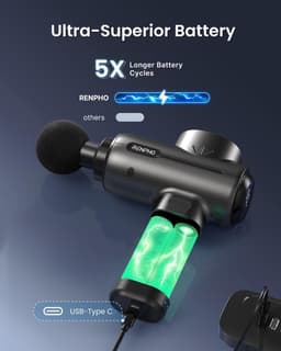 Diep weefsel rugmassagegeweer Stimulator met USB C-Opladen voor Spiermassage - Ontspanning - Beste Cadeau voor Familie - Zwart Massage gun — thumbnail 5