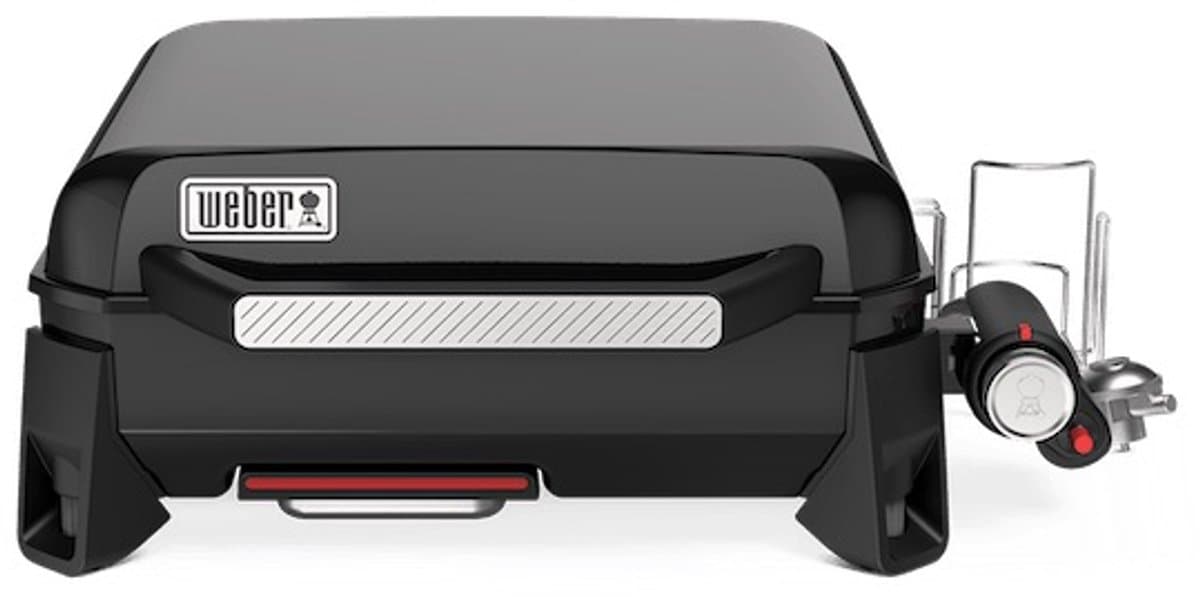 Weber Slate Plancha - 43 cm Bakplaat - Gasbarbecue - 1 Brander - Zwart - Verstelbare poten - Deksel voor bescherming - Bereikt tot 260 °C - Porselein geëmailleerde bakplaat met anti-aanbaklaag — afbeelding 1