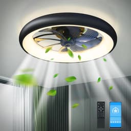 Plafond Ventilator Lamp - Smart Lamp - 50 CM - 6 Standen - Dimbaar - Zwart - Kroonluchter Ventilator - Chandelier Fan - Woonkamer Lamp - Ventilator Lampen - Eetkamer lamp - Slaapkamer lamp — thumbnail 1