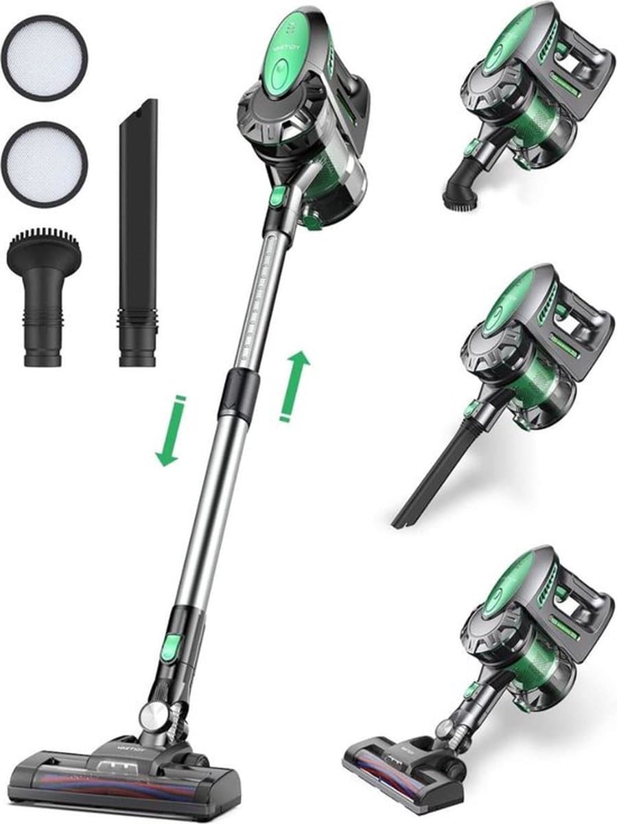 6 in 1 Steelstofzuiger – Draadloos – Stofzuiger zonder Zak op Accu – Kruimeldief Snoerloos – Best Verkocht – 25000PA – HEPA Filter – Groen — afbeelding 1