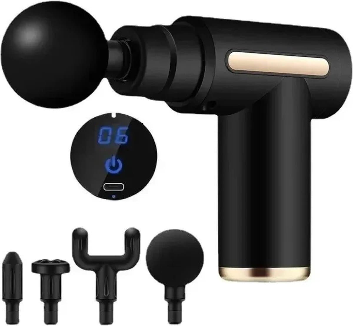 WiseGoods Premium Massagegun & Touchscreen - Massage Gun - Massageapparaat - Massagepistool - Rugmassage - Massageapparaten Zwart — afbeelding 1