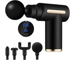 WiseGoods Premium Massagegun & Touchscreen - Massage Gun - Massageapparaat - Massagepistool - Rugmassage - Massageapparaten Zwart