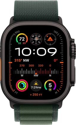 Apple Watch Ultra 2 GPS + Cellular - 49mm - Zwarte Titanium Case met Dark Green Alpine Loop - Large — thumbnail 1