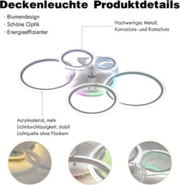 Plafondventilator Ø100 cm - Met Verlichting - RGB - 12 Kleuren - Met Afstandsbediening - 5 Ringen - Timer - Zomer/Winter functie - Wit - Woonkamer - Slaapkamer - Plafondlamp met ventilator — thumbnail 2