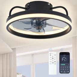Zwarte Plafondventilator met Verlichting - Ventilator Lamp Plafond - Kroonluchter Ventilator - LED lamp - Stille ventilator - Afstandsbediening - Dimbaar - Woonkamer Lamp - Ventilator Lampen - Slaapkamer lamp - Eetkamerlamp — thumbnail 1