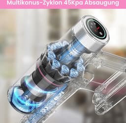 Draadloze Accustofzuiger 45000 Pa - 6-in-1 Stofzuiger voor Dierenharen, Harde Vloeren en Tapijt met LED-Display — thumbnail 4