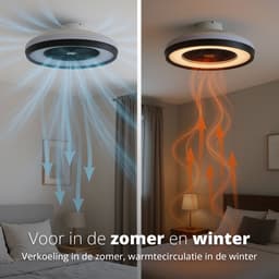 FlinQ LumiFan XL Ø60 cm Smart Plafondventilator met Verlichting - Lamp met 16 Miljoen Kleuren - Ventilator voor aan het Plafond - Ideaal voor op de Slaapkamer - Bestuurbaar met App of Afstandsbediening — thumbnail 5