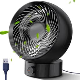 Intelectro Tafelventilator - Compacte Ventilator voor Instant Verfrissing! - Krachtige Luchtstroom - Verstelbare Windrichting - Gemakkelijk Schoonmaken - Compact Formaat - USB Ventilator - Zwart - Levering Sneller dan Aangegeven! — thumbnail 1