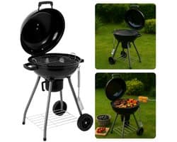 Cheqo® Houtskool Barbecue Ø43 cm - Houtskoolbarbecue - Draagbare BBQ met Deksel - Perfect voor Tuin en Camping