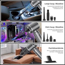Traumheim Auto Stofzuiger Draadloos Krachtig - Snoerloos Stofzuiger- Auto Stofzuiger Draadloos Krachtig - Handstofzuiger - Nat en Droog - Mini Stofzuiger - kruimelzuiger - Inclusief 6 Opzetstukken & 1 Reinigbaar Filter - Zilver — thumbnail 5