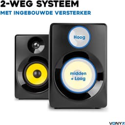 Monitor Speakers voor PC - Vonyx SMN30B - Active DJ Speakerset - 60 Watt Vermogen - Zwart — thumbnail 4