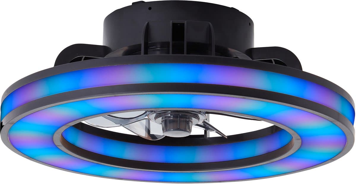 Brilliant Mondello - Plafondventilator - Met verlichting - Ø 41,5 cm - LED 26W - Wit en RGB kleuren - Dimbaar - Zwart - Zeer stil — afbeelding 1