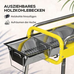 Premie Houtskool barbecue - Draagbare barbecue - Grilloppervlak 60x30cm - BBQ voor kamperen, buiten, tuin — thumbnail 4