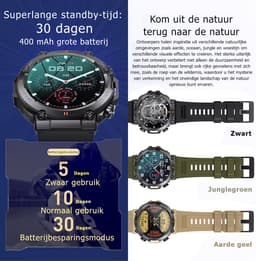 Smartwatch, KH-56-GROEN, Smartwatch Dames en Heren, Horloge, Smartwatch Bluetooth, Sporthorloge, Horloge Heren en Dames, Activity Tracker, Smartwatch Android, IPS Scherm, IP67 WATERDICHT, 30 Dagen Standby, Smartwatches geschikt voor IOS, Android — thumbnail 5