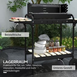Premie Houtskool barbecue - Grilloppervlak 53x34cm - BBQ voor kamperen, buiten, tuin - Zwart — thumbnail 5