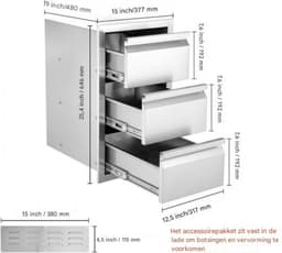 Ladekast Buitenkeuken Luxe - Barbecue - RVS - Voedingskwaliteit - 19,4 kg Opslaglade — thumbnail 5