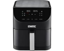 Eratec - AF-60 Heteluchtfriteuse, XXL, 5,5 l, 1500 W, zonder olie, heteluchtfriteuse met led-touchscreen-display, 10 vooraf ingestelde programma's en timerfunctie, zwart