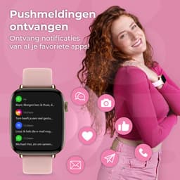 Nuvance Smartwatch Dames & Heren met Bluetooth - IP68 Waterdicht - Geschikt voor alle Smartphones - Stappenteller en Hartslagmeter - Roze — thumbnail 4